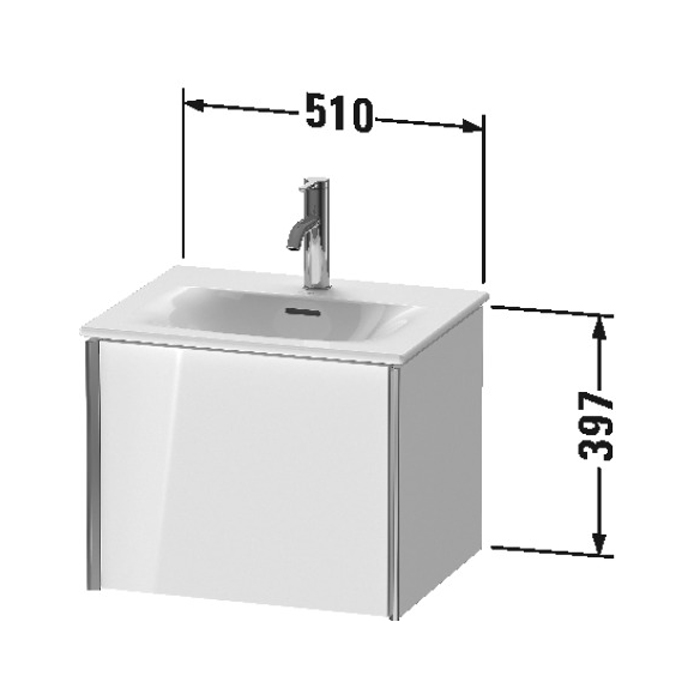 Duravit XViu Тумба подвесная 51x42x39.7см, с раковиной, 1 ящик, цвет: walnut dark/черный матовый