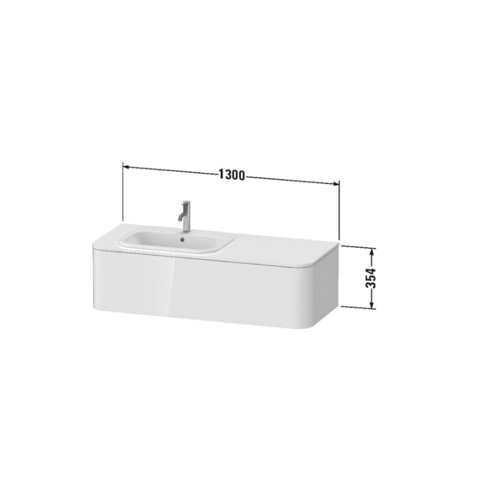 Duravit Happy D.2 Plus Тумба подвесная 130x55x35.4см, с раковиной и 2 ящиками, цвет: stone grey satin matt