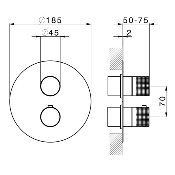 Cisal X32 Смеситель для душа, встраиваемый, термостатический, на 2 выхода, цвет: Brushed Stainless Steel 