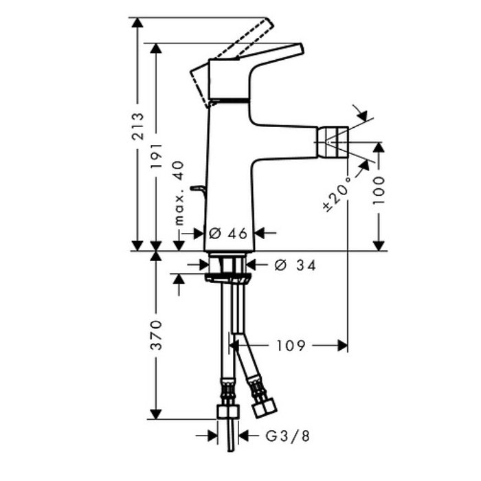 Hansgrohe Talis S, Смеситель для биде, с донным клапаном, Цвет: хром