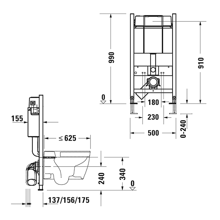 Duravit DuraSystem Рама для установки подвесного унитаза Basic 99x50x15.5 см