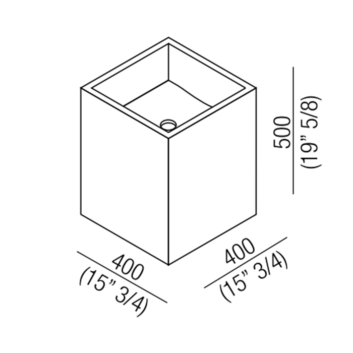 Agape Cube Раковина 40x40x50 см, без отв., со сливом белого цвета, квадратная, цвет: натуральный дуб