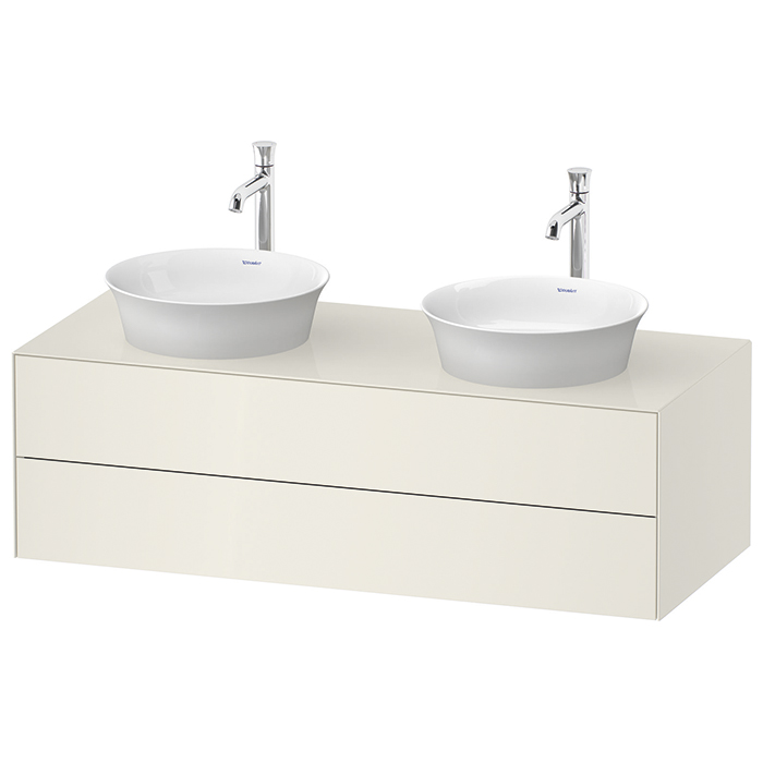 Duravit White Tulip Тумбочка подвесная 130x55х40.8см., 2 раковины, 2 ящика, цвет: Nordic White HighGloss