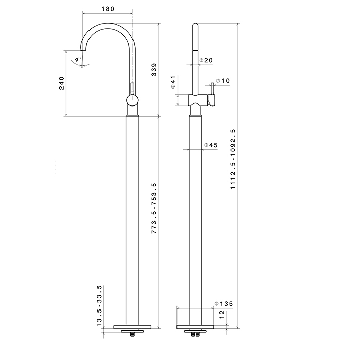 Newform Blink Смеситель для раковины, напольный, внешняя часть, цвет: PVD copper bronze