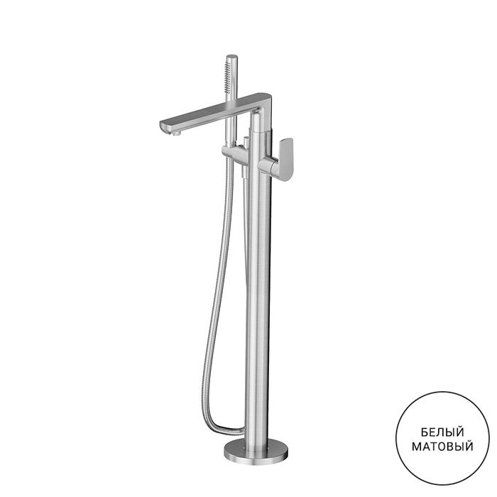 Newform Haka Смеситель для ванны, напольный, с изливом и переключателем, цвет: белый матовый