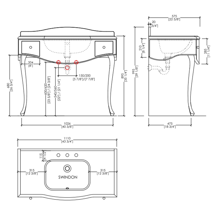 Devon&Devon Audrey, Комплект мебели мрамор: bianco carrara, ножки хром, напольный, Цвет: чёрный с белым кантом