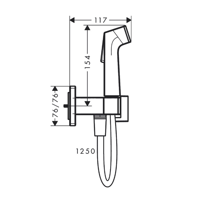 Hansgrohe Bidette E Гигиенический душ со смесителем, держателем и шлангом 125см., цвет: шлифованная бронза