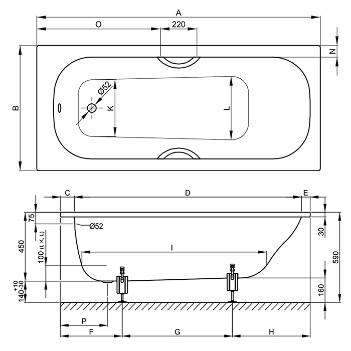 Bette Classic Ванна с шумоизоляцией 180х70х45см, BetteGlasur® Plus, цвет: белый