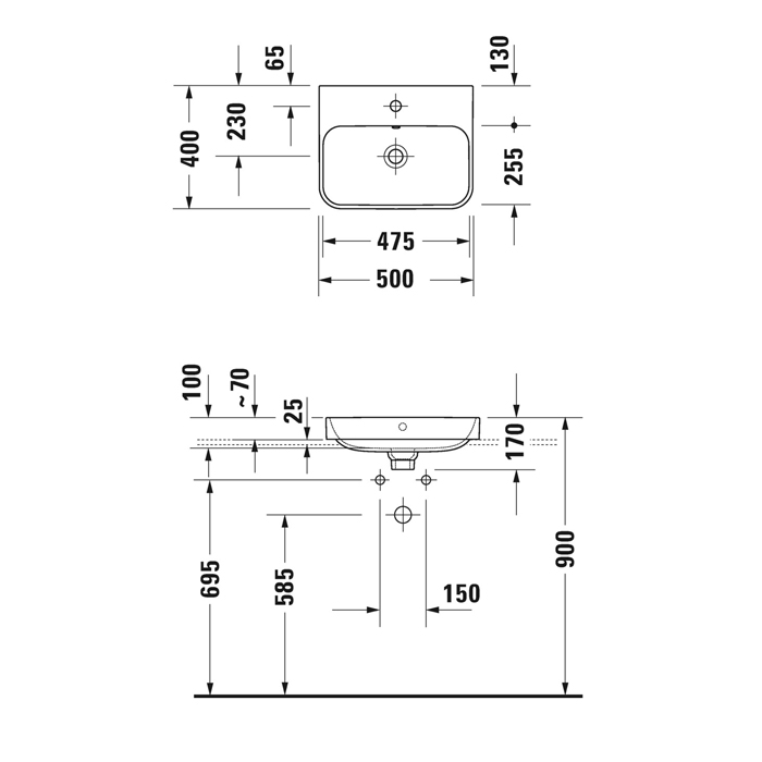 Duravit Happy D.2 Plus Раковина накладная, 50х40см., без отв., выпуск с керамической крышкой, WonderGliss, цвет: Anthracite matt