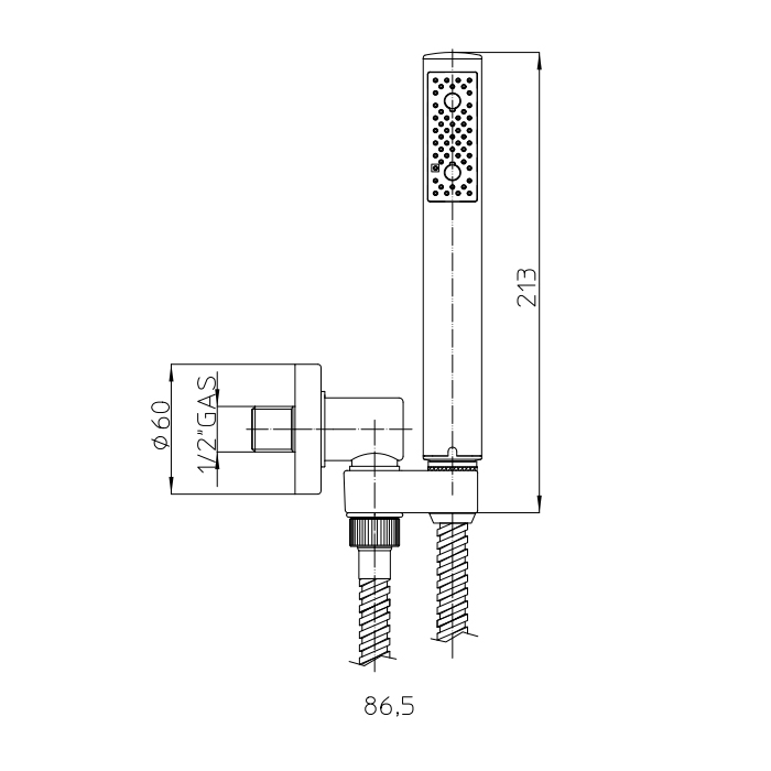 Bossini Zen Душевой комплект: ручной душ с держателем и шлангом 150см., цвет: черный матовый