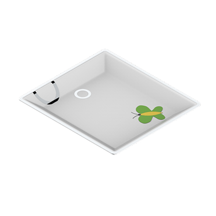 THG CAPUCINE VERT DECOR PLATINE Поднос керамический 122х110 мм., настольный, small size, декор платина/зеленый, цвет: белый