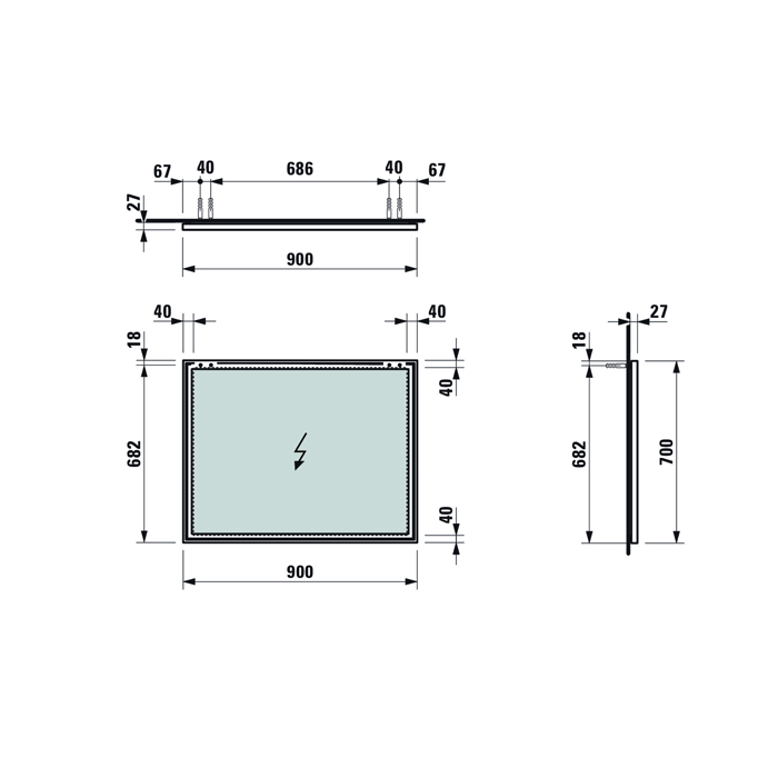 Laufen Frame 25 Зеркало 900x25x700 мм, с алюминиевой рамой