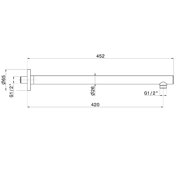 Newform Head Showers Душевой кронштейн 42см, настенный, закругленный, цвет: хром