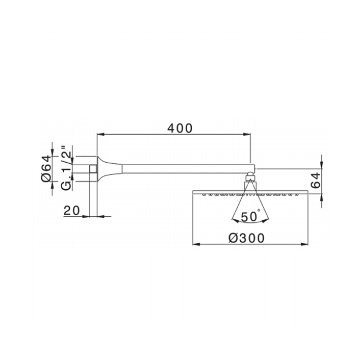 CISAL Vita Верхний душ с настенным держателем L=400мм D=300мм, цвет: хром