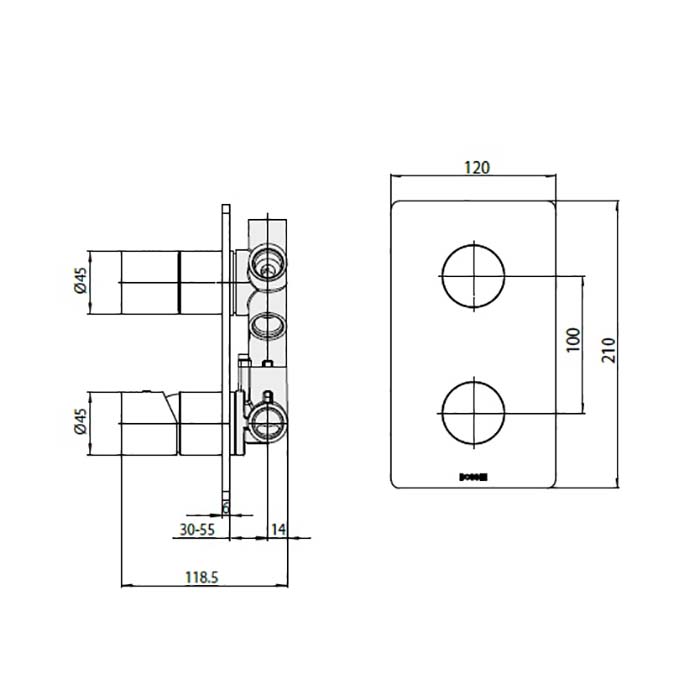 Bossini Inox Смеситель для душа, встраиваемый, с девиаторм 1/2/3/4/5, цвет: глянцевая сталь
