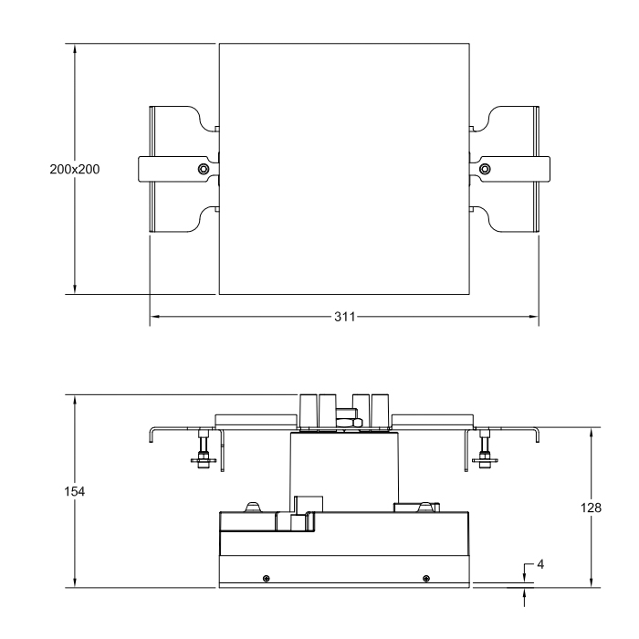 Gessi Binario Модуль 200х200 мм, хромотерапия, установка Shift-Fix, цвет: Mirror Steel