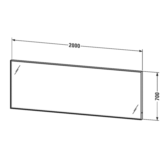 Duravit L-cube Зеркало 200х70х6.7cм., LED подсветка 3500K с 4-х сторон, сенсорный выключатель справа внизу