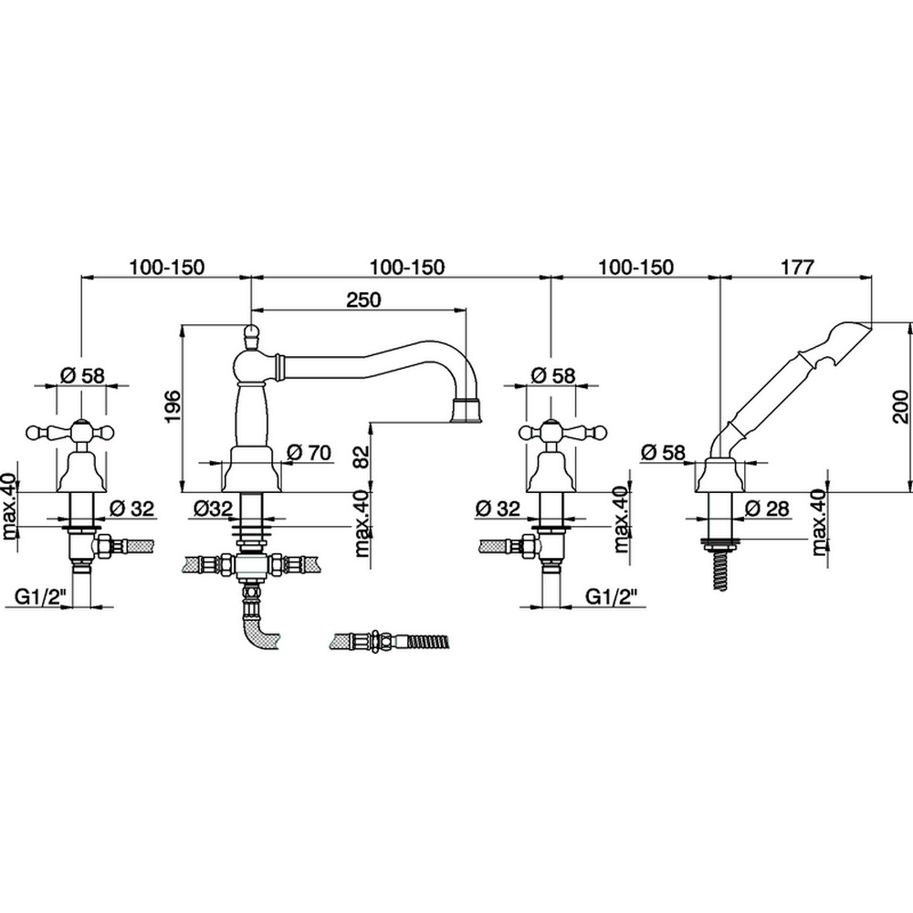 CISAL Arcana America Смеситель на борт ванны на 4 отверстия, цвет: хром