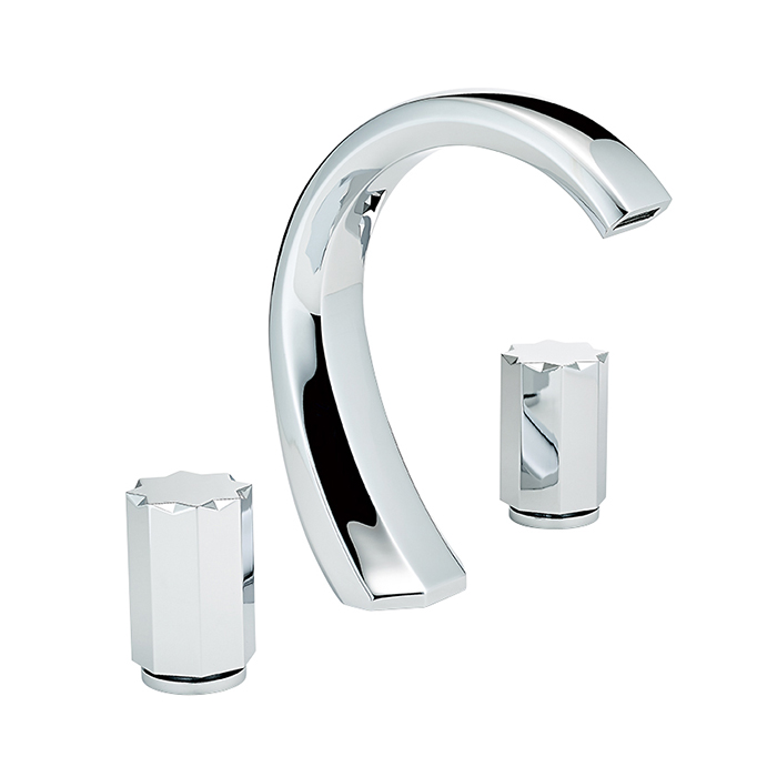 THG Nihal métal lisseСмеситель для раковины на 3 отверстия, с донным клапаном, цвет: хром