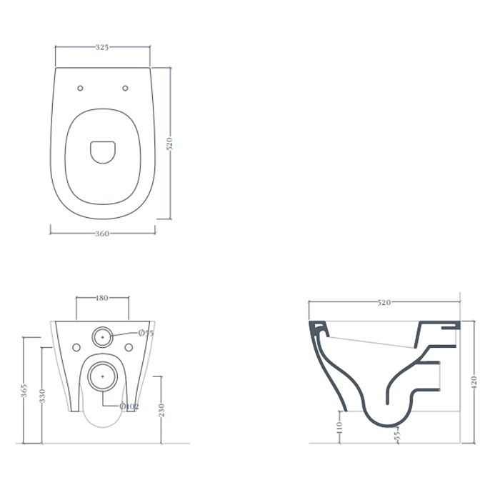 Artceram TEN Унитаз подвесной, 52х36см, безободковый, с крепежом, цвет: белый матовый