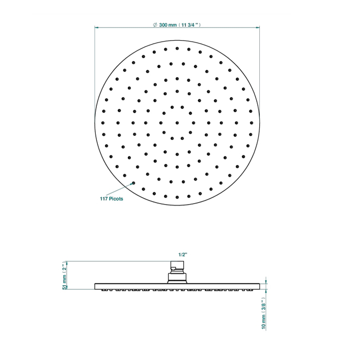 THG Верхний душ Ø30cм., цвет: Soft matt gold