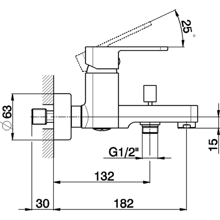 CISAL Roadster Смеситель однорычажный настенный для ванны/душа, цвет: хром