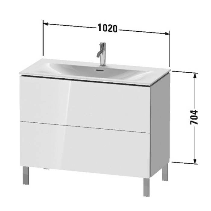 Duravit L-Cube База напольная 102x48.1x70.4см с раковиной, 2 ящика, цвет: глянцевый белый