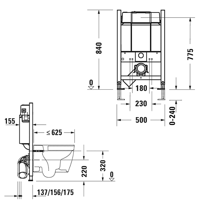 Duravit DuraSystem Рама для установки подвесного унитаза Basic 84x50x15.5 см