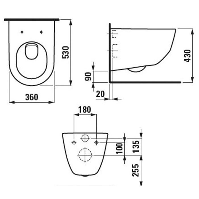 LAUFEN Pro Унитаз подвесной, безободковый 53х36х34см, цвет: белый СИДЕНЬЕ НА ВЫБОР