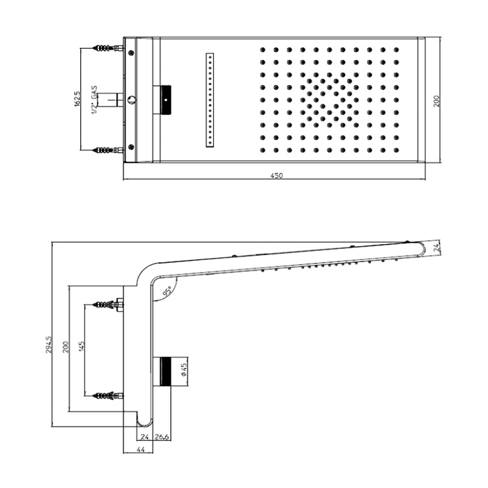 Bossini Syncro-Rain Верхний душ 45х20см., настенный, 3 режима, цвет: хром