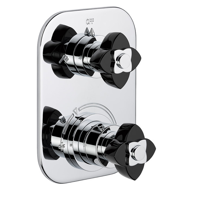 THG Petale de Cristal noir Смеситель для душа, термостатический, с переключателем на 2 потока, цвет: хром/черный хрусталь