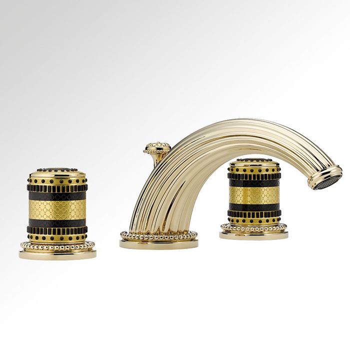 THG Monte Carlo porcelaine or Смеситель для раковины, с 3 отв., с донным клапаном, цвет: золото