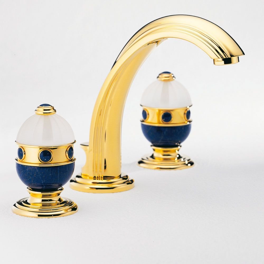 THG Cheverny Lapis Lazuli Смеситель для раковины, 3 отв., цвет: золото/лазурит