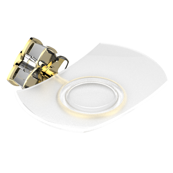 THG Pétale de cristal clair liseré doré Мыльница стеклянная, подвесная, цвет: золото/прозрачный хрусталь