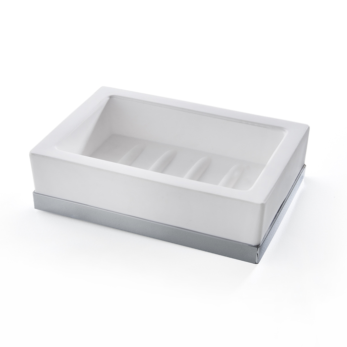 3SC Mood Deluxe White Мыльница настольная,  композит Solid Surface, цвет: белый матовый/хром 