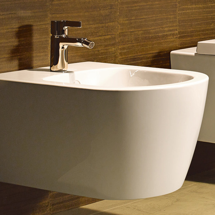 Duravit ME by Starck Биде подвесное "компакт" с перел., с 1 отв. под смес., вкл. крепление Durafix, 37x48см, цвет: белый