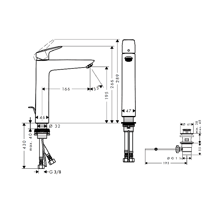 Hansgrohe Logis, Смеситель для раковины, с донным клапаном, Цвет: хром