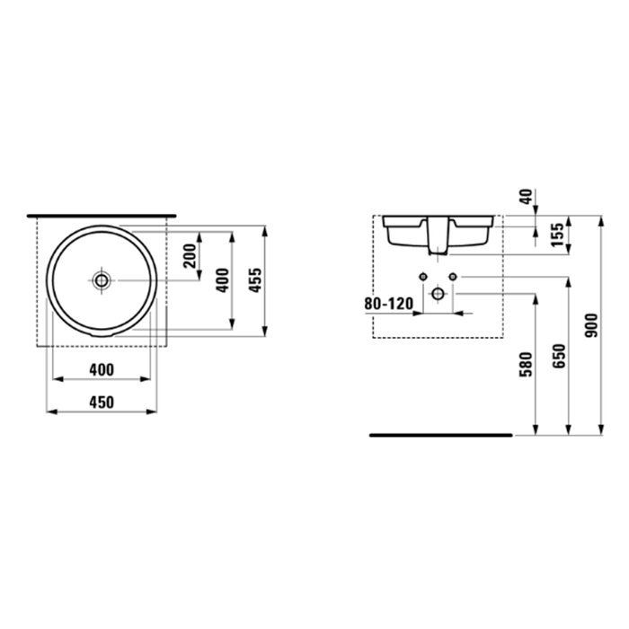 Laufen Living City Раковина 44.9х44.9х15.5 см, без отв., цвет: белый