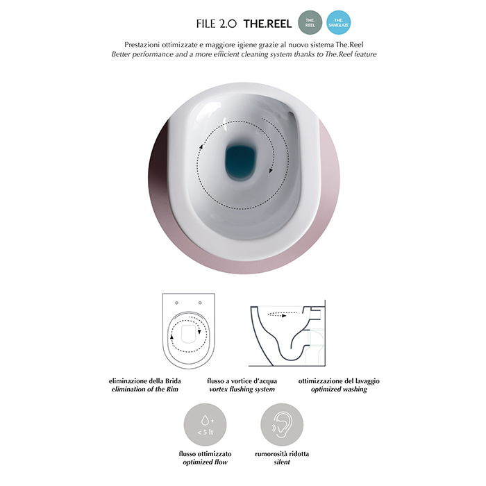 Artceram File 2.0 Унитаз напольный 37х52см, безободковый, слив универсальный, турбо смыв the.reel, saniglaze, цвет: черный матовый