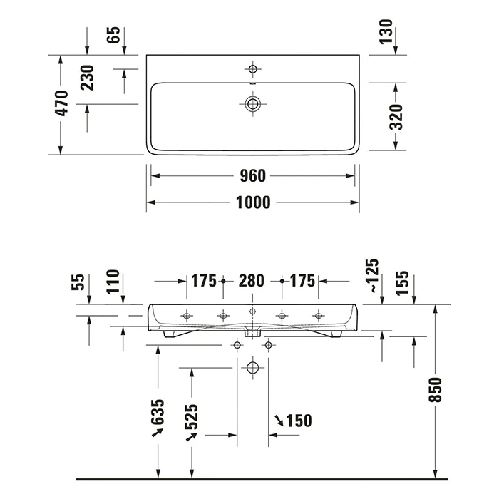 Duravit Qatego Раковина 100х47см., 1 отв., накладная, цвет: белый