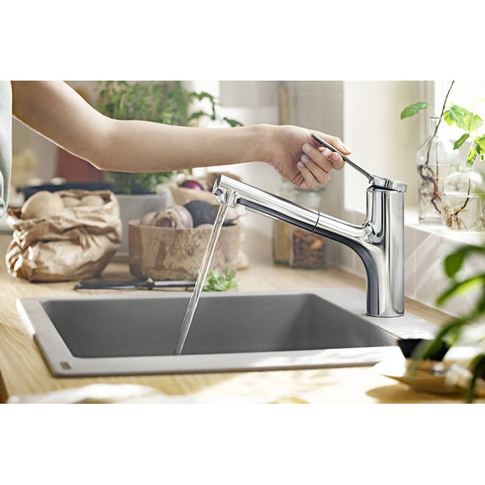 Hansgrohe Zesis M33 Смеситель для кухни, 1 отв., с вытяжным душем, sBox lite, цвет: хром