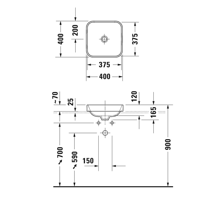 Duravit Happy D.2 Plus Раковина накладная, 40х40см, без перелива, с выпуском, с керамической крышкой, WonderGliss, цвет: белый