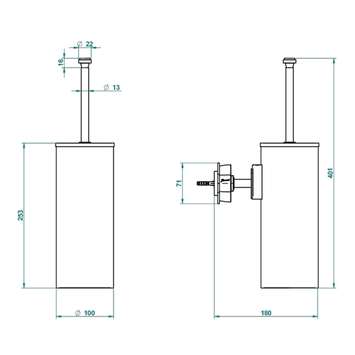 THG Pétale de cristal noir Ёршик для туалета, подвесной, цвет: хром/черный хрусталь