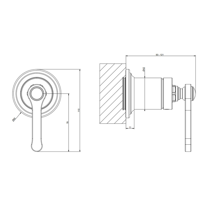 Gessi VENTI20 Смеситель для душа, встраиваемый, цвет: Gold PVD