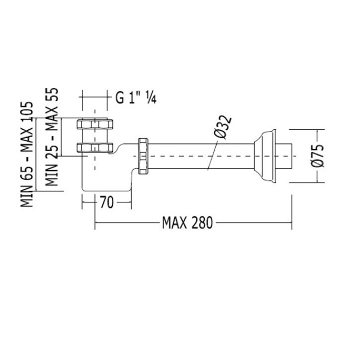 Devon&Devon Сифон для раковины/биде под донный клапан, 1 1/4", цвет: бронза
