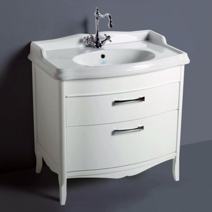 SIMAS Arcade Комплект мебели с двумя выдвижными ящиками, фурнитура хром с раковиной AR864, 90см, напольная, Цвет: белый