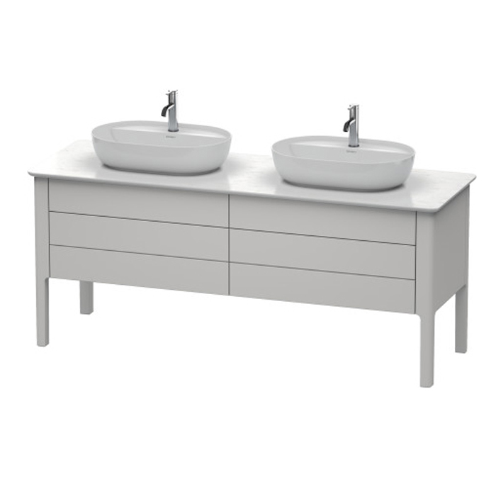 Duravit Luv База напольная 178.8x57х74.3см., с 2 выдв. ящиками, каменной столешницей и раковинами, цвет: скандинавско белый шелковисто-матовый