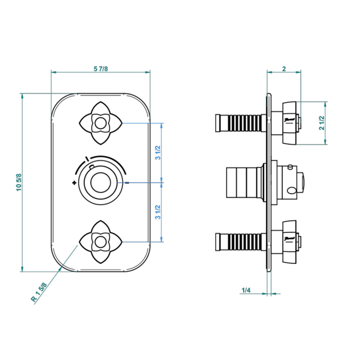 THG Petale de Cristal noir Смеситель для душа, термостатический, 2 потока, цвет: золото/черный хрусталь