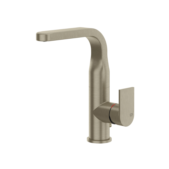 Gessi Emporio Via manzoni Смеситель для раковины, на 1 отв, с донным клапаном, цвет: Finox Brushed Nickel