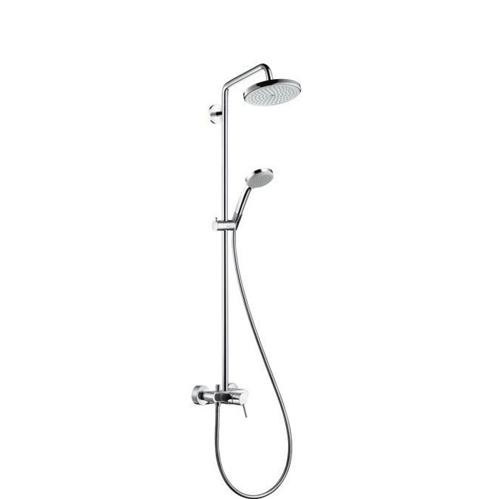 Hansgrohe Croma Душевая система Showerpipe: верхний душ 220 1jet, ручной душ, смеситель для душа, штанга для душа, держатель для душа, цвет: хром